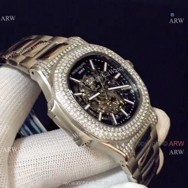 New Replica Patek Philippe Nautilus Hollow Ice Out Watch Stainless Steel New Replica Patek Philippe Nautilus Hollow Ice Out Watch Stainless Steel