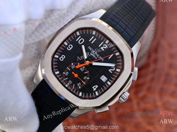Swiss Replica Patek Philippe 5968A Aquanaut Watch SS Black Chronograph Dial Swiss Replica Patek Philippe 5968A Aquanaut Watch SS Black Chronograph Dial