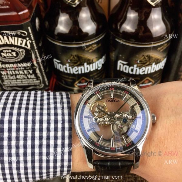 New Style Replica Omega Skeleton Watches Silver Case 42mm New Style Replica Omega Skeleton Watches Silver Case 42mm