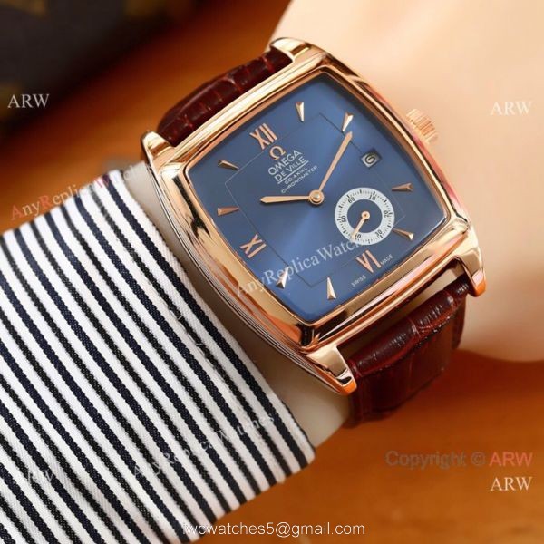 New Replica Omega De Ville Men Watches SS Blue Face New Replica Omega De Ville Men Watches SS Blue Face