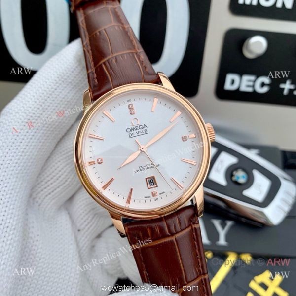 Clone Omega De Ville SS Black Leather Strap Watches 42mm Clone Omega De Ville SS Black Leather Strap Watches 42mm