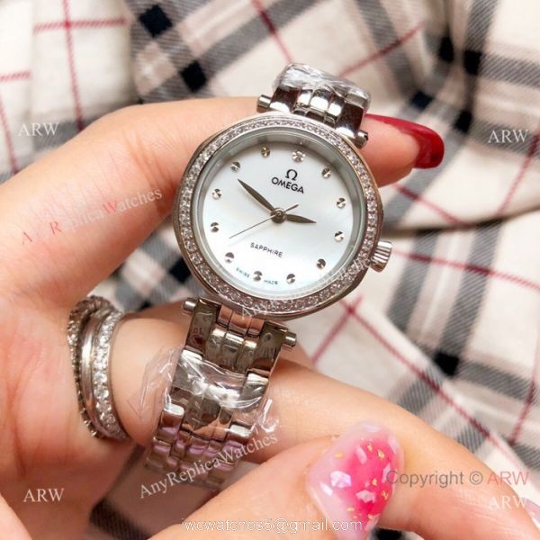Replica Omega Women Watches Stainless Steel White MOP Dial Replica Omega Women Watches Stainless Steel White MOP Dial