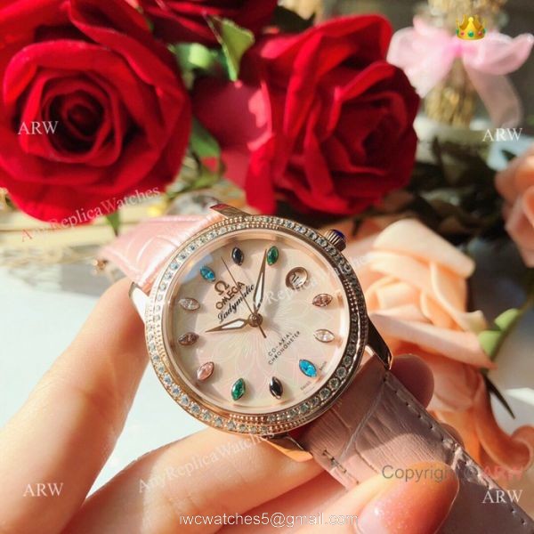 New Replica Omega Ladymatic 36mm Watches Rose Gold Diamond bezel New Replica Omega Ladymatic 36mm Watches Rose Gold Diamond bezel