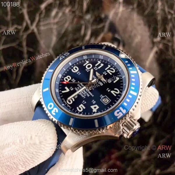 Copy Breitling Superocean II 43mm Watch Blue Dial Blue Rubber Band Copy Breitling Superocean II 43mm Watch Blue Dial Blue Rubber Band