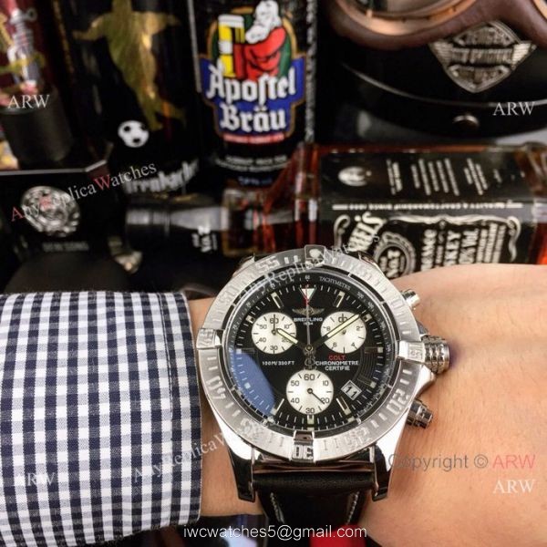 Copy Breitling COLT Chronograph Watches SS Brown Leather Strap Copy Breitling COLT Chronograph Watches SS Brown Leather Strap