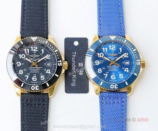 Swiss Breitling Superocean II Mens Watch Yellow Gold Blue Ceramic Bezel Swiss Breitling Superocean II Mens Watch Yellow Gold Blue Ceramic Bezel