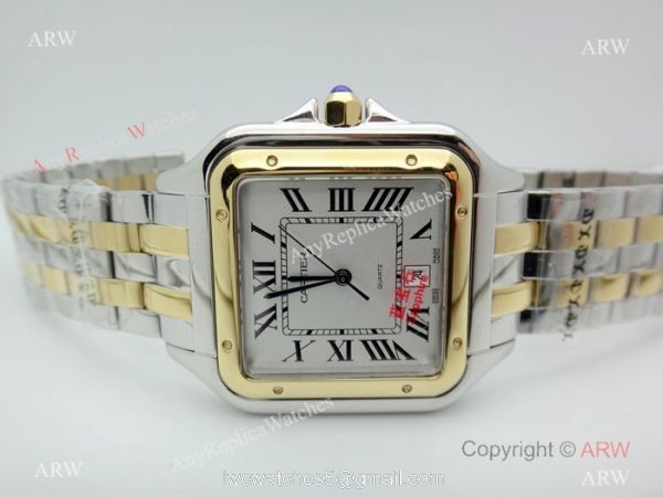 Panthere De Cartier Silver Dial Two Tone Men Watch 38mm Panthere De Cartier Silver Dial Two Tone Men Watch 38mm