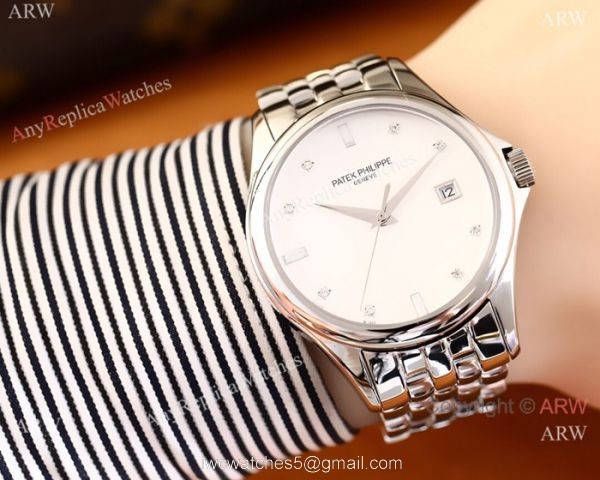 Patek Philippe Geneve Calatrava Replica Watch 2-Tone White Dial Patek Philippe Geneve Calatrava Replica Watch 2-Tone White Dial