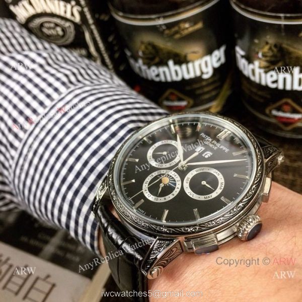 Fake Patek Philippe Geneve Complications 43mm Watch Tattoo case Fake Patek Philippe Geneve Complications 43mm Watch Tattoo case