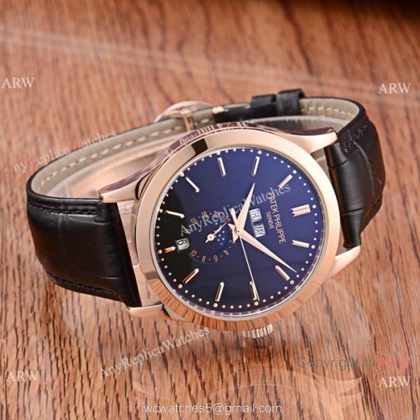 Patek Philippe Perpetual Calendar Rose Gold Case with Brown Leather Strap Watch Patek Philippe Perpetual Calendar Rose Gold Case with Brown Leather Strap Watch