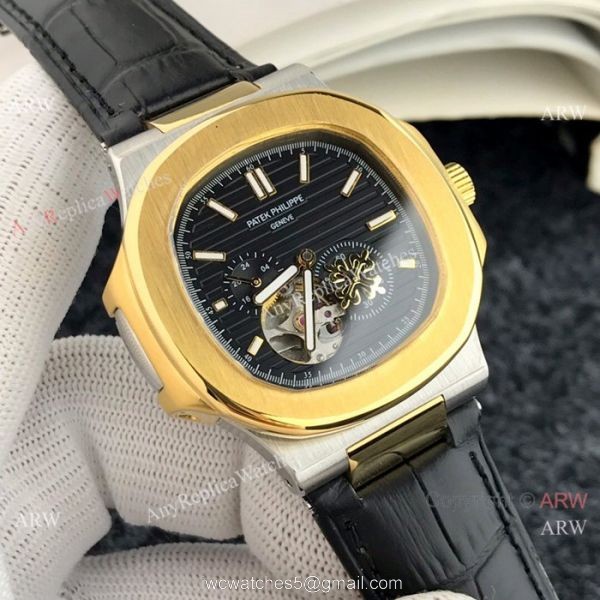 Patek Philippe Nautilus White Face with Tourbillon Gold Case Watch Patek Philippe Nautilus White Face with Tourbillon Gold Case Watch