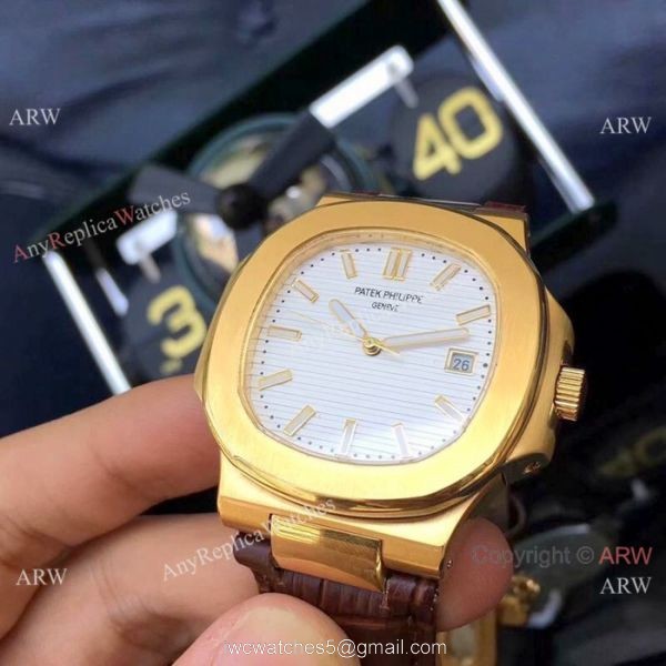 Patek Philippe Nautilus Replica Watches Rose Gold Brown Leather Strap Patek Philippe Nautilus Replica Watches Rose Gold Brown Leather Strap