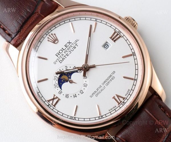 Rolex Datejust Moonphase Swiss 8217 Watches Rose Gold White Face Rolex Datejust Moonphase Swiss 8217 Watches Rose Gold White Face