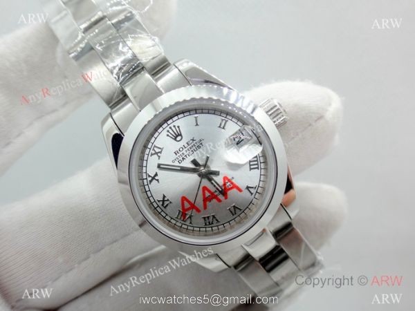 Copy Rolex Datejust Oystersteel Ladies Watch Silver Roman Dial Copy Rolex Datejust Oystersteel Ladies Watch Silver Roman Dial