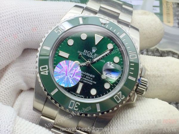 AJ Factory A7 Version Submariner Rolex Hulk Replica Watch Ss Green Ceramic AJ Factory A7 Version Submariner Rolex Hulk Replica Watch Ss Green Ceramic