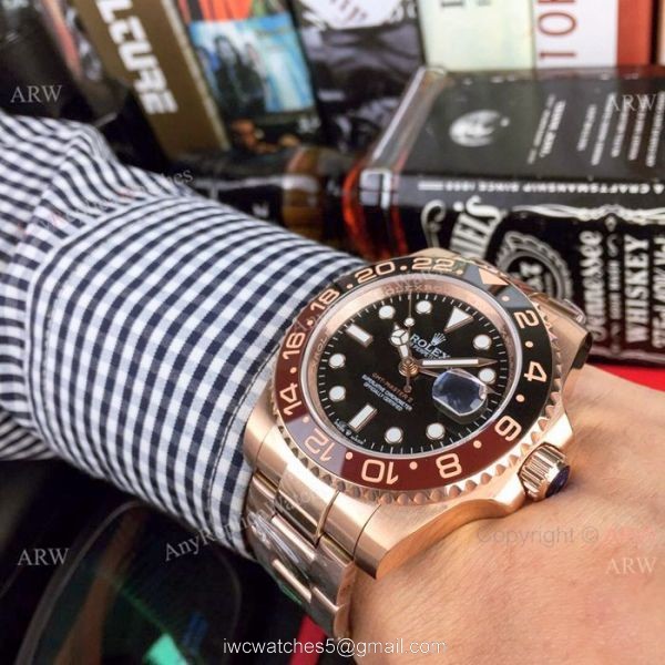 UR Replica Rolex GMT 2018 Root-Beer Rose Gold Black Dial Watch Swiss Grade UR Replica Rolex GMT 2018 Root-Beer Rose Gold Black Dial Watch Swiss Grade