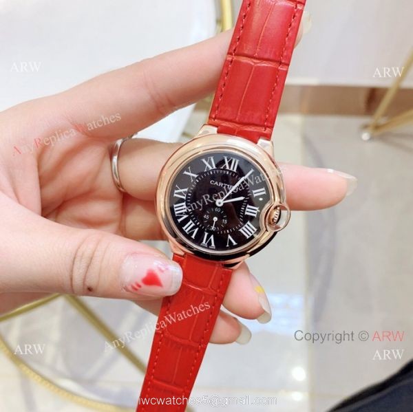 Fake Cartier Ballon Bleu Cartier Watch Lady 36mm Blue Leather Band Fake Cartier Ballon Bleu Cartier Watch Lady 36mm Blue Leather Band