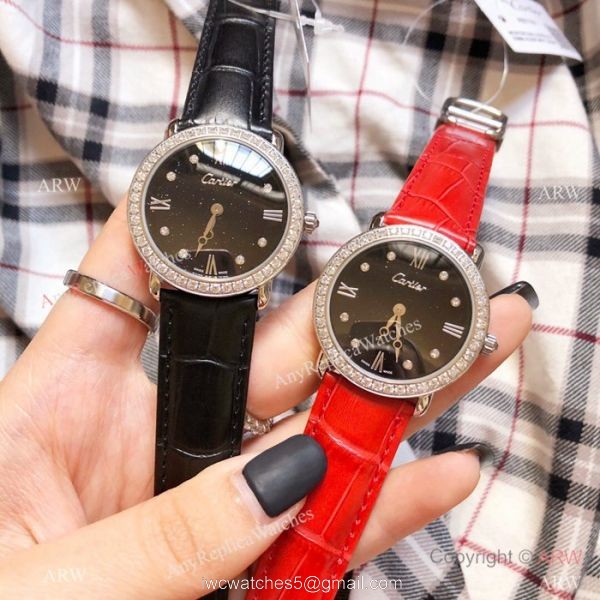 Copy Cartier Rose Gold Black Dial Watch 33mm Ladies Copy Cartier Rose Gold Black Dial Watch 33mm Ladies