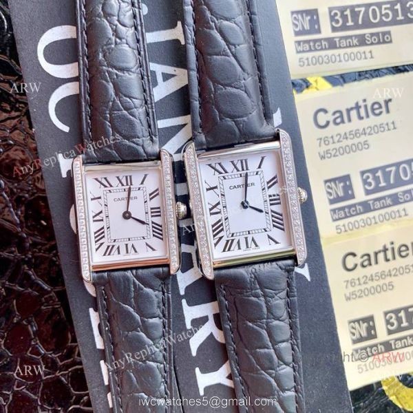 New Copy Cartier Tank Solo Watches Gold Case Diamond Bezel New Copy Cartier Tank Solo Watches Gold Case Diamond Bezel