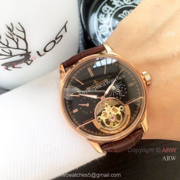 Copy Jaeger-LeCoultre Tourbillon SS Black Leather Strap Watch Copy Jaeger-LeCoultre Tourbillon SS Black Leather Strap Watch