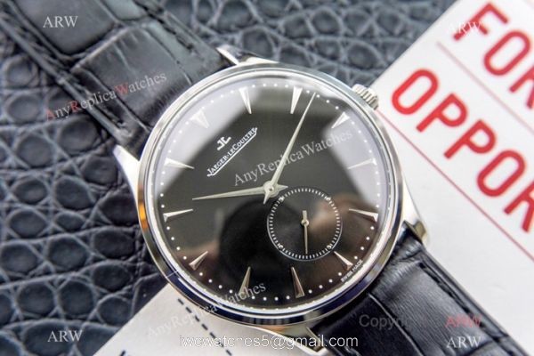 Swiss Copy Jaeger LeCoultre Master ultra thin Watch SS Black Leather Band Swiss Copy Jaeger LeCoultre Master ultra thin Watch SS Black Leather Band