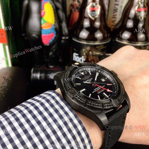 AAA Replica Breitling Avenger II GMT Diamond Bezel All Black Wrist AAA Replica Breitling Avenger II GMT Diamond Bezel All Black Wrist