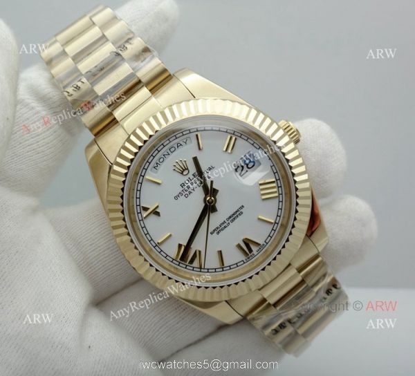 Rolex Day-Date White Dial Yellow Gold Watch 40mm Rolex Presidential Replica Watch Rolex Day-Date White Dial Yellow Gold Watch 40mm Rolex Presidential Replica Watch