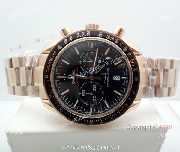 Copy Omega Speedmaster Rose Gold Black Chronograph Watch 45mm Copy Omega Speedmaster Rose Gold Black Chronograph Watch 45mm