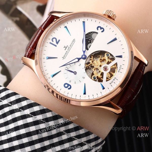 Fake Jaeger LeCoultre Tourbillon White Dial Black Leather Band Watch 42mm Fake Jaeger LeCoultre Tourbillon White Dial Black Leather Band Watch 42mm
