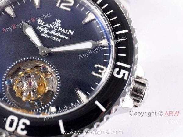 Swiss Replica Blancpain Fifty Fathoms Tourbillon Watch SS Black Dial Swiss Replica Blancpain Fifty Fathoms Tourbillon Watch SS Black Dial