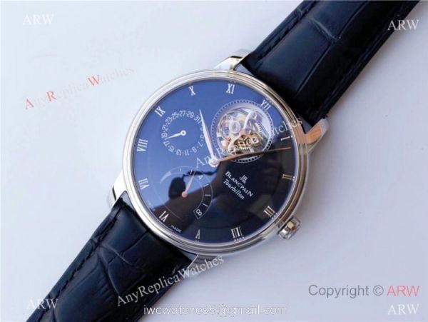 Best 1-1 Replica JB Factory Blancpain Villeret REAL Tourbillon Watch SS Black Dial Best 1-1 Replica JB Factory Blancpain Villeret REAL Tourbillon Watch SS Black Dial