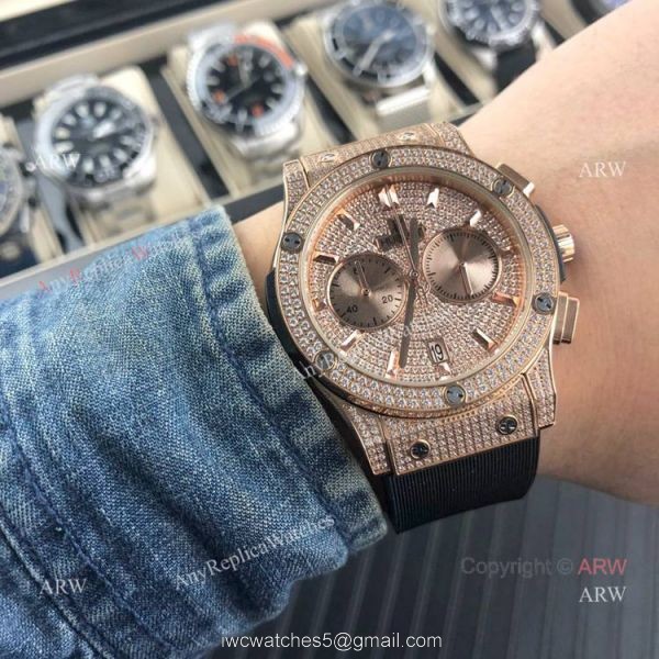 Classic Fusion Hublot Knock off Watch Rose Gold Iced Out watch Classic Fusion Hublot Knock off Watch Rose Gold Iced Out watch