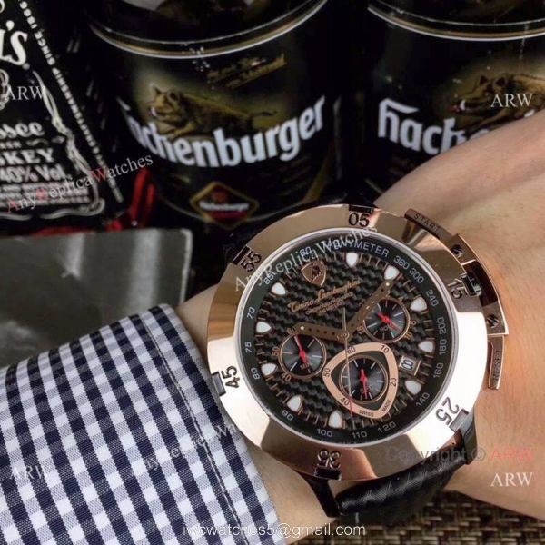 Copy Lamborghini Herrenuhr Quartz watch Rose Gold Bezel Silver Dial Copy Lamborghini Herrenuhr Quartz watch Rose Gold Bezel Silver Dial