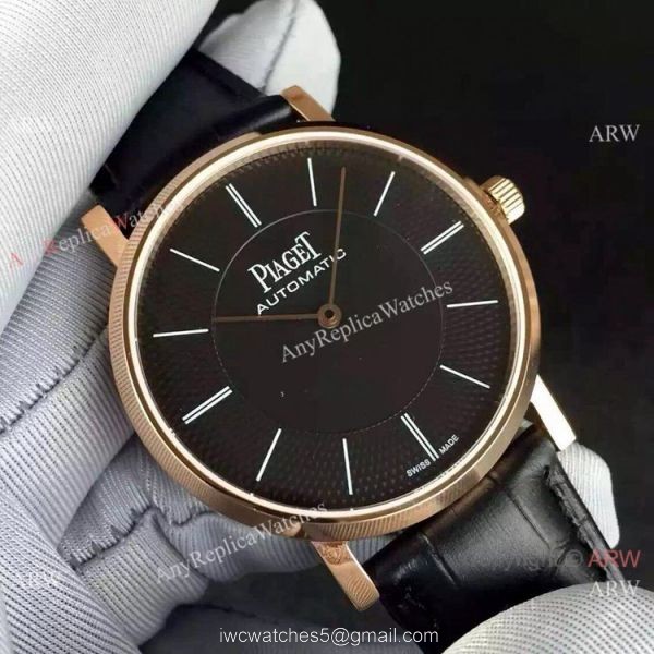 1 1 Swiss Replica Piaget Altiplano 9015 Rose Gold Black Dial Watch 1 1 Swiss Replica Piaget Altiplano 9015 Rose Gold Black Dial Watch