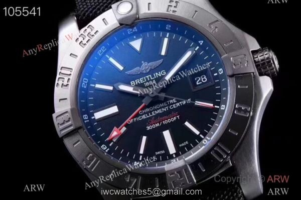 Replica Breitling Avenger II GMT 2836 SS Black Dial Watch GF Factory Replica Breitling Avenger II GMT 2836 SS Black Dial Watch GF Factory