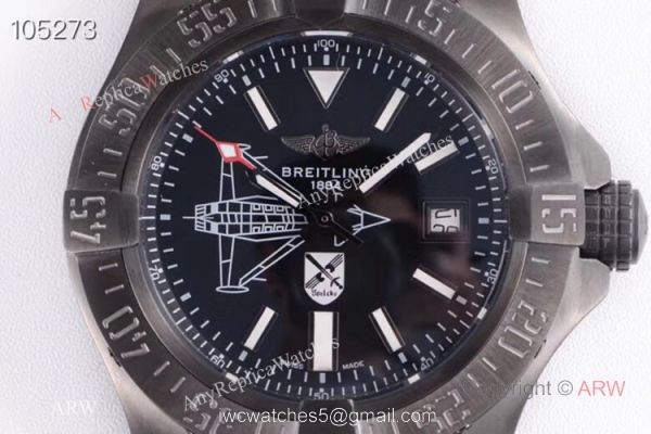 GB Factory Breitling Avenger Seawolf II Boelcke Limited Edition Copy Watch Black Steel Green Band GB Factory Breitling Avenger Seawolf II Boelcke Limited Edition Copy Watch Black Steel Green Band