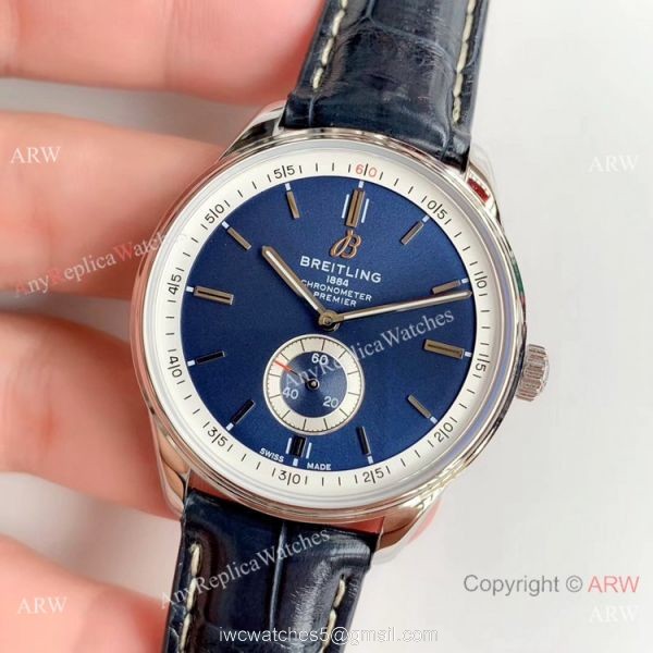 Grade A Replica Breitling Premier Blue Dial Blue Leather Strap Watch Grade A Replica Breitling Premier Blue Dial Blue Leather Strap Watch