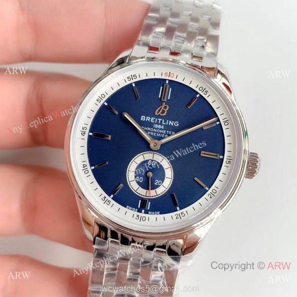 Swiss Grade A Breitling Premier Replica Watch Stainless Steel Blue Face Swiss Grade A Breitling Premier Replica Watch Stainless Steel Blue Face