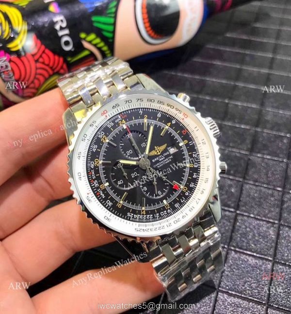 Copy Breitling Navitimer world GMT 45mm Watches Stainless Steel White Face Copy Breitling Navitimer world GMT 45mm Watches Stainless Steel White Face