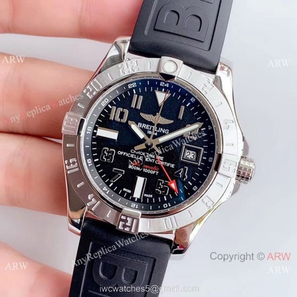 (GF) Replica Breitling Avenger II GMT SS Black Arabic Dial Watch 2019 New (GF) Replica Breitling Avenger II GMT SS Black Arabic Dial Watch 2019 New