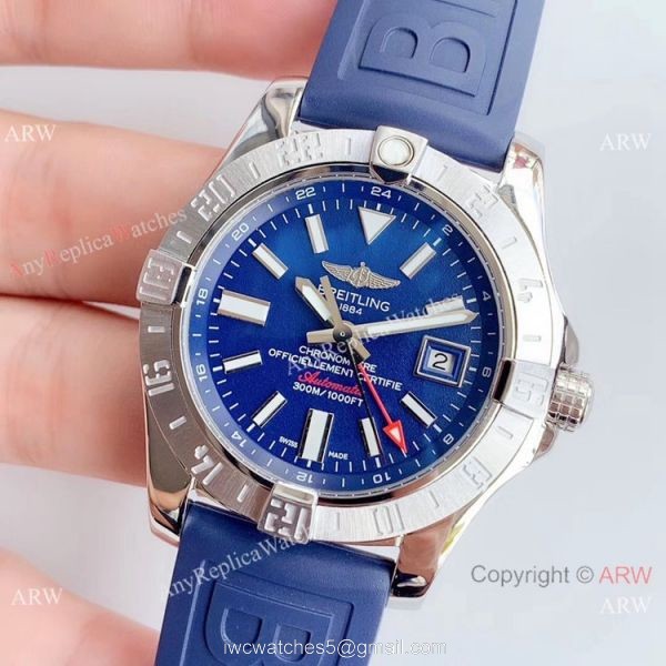 GF Factory Copy Breitling Avenger II GMT 2836 watch Blue Dial Blue Rubber Band GF Factory Copy Breitling Avenger II GMT 2836 watch Blue Dial Blue Rubber Band