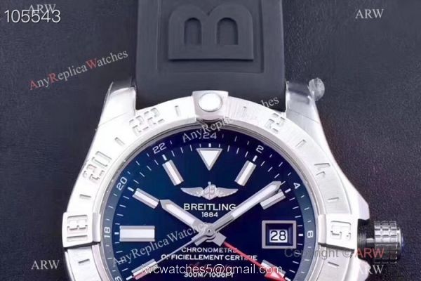 GF Replica Breitling Avenger II GMT SWISS 2836 Watch 43mm Black Face GF Replica Breitling Avenger II GMT SWISS 2836 Watch 43mm Black Face