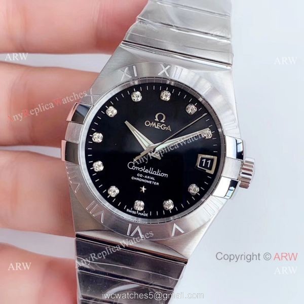 VSF Swiss Replica Omega Constellation Stainless Steel Black Diamond Watch VSF Swiss Replica Omega Constellation Stainless Steel Black Diamond Watch