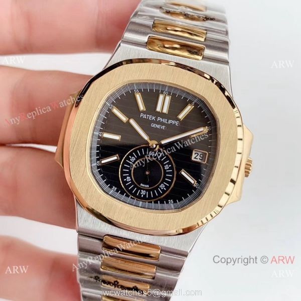 Highest Quality Copy Patek Philippe Nautilus Two Tone Black Watch Swiss Grade 1 Highest Quality Copy Patek Philippe Nautilus Two Tone Black Watch Swiss Grade 1