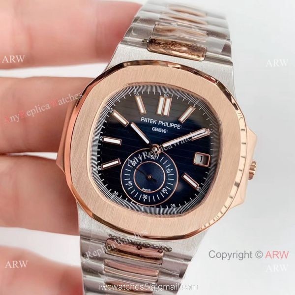 Swiss Grade One Copy Patek Philippe Nautilus watch 2-Tone Rose Gold Blue Dial Swiss Grade One Copy Patek Philippe Nautilus watch 2-Tone Rose Gold Blue Dial