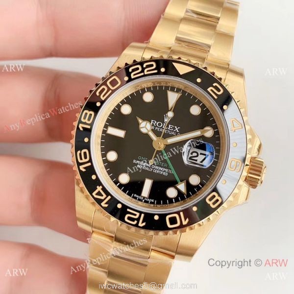 (EW Factory) Swiss Copy Rolex GMT-Master II 2836 Watch Yellow Gold Black Ceramic (EW Factory) Swiss Copy Rolex GMT-Master II 2836 Watch Yellow Gold Black Ceramic
