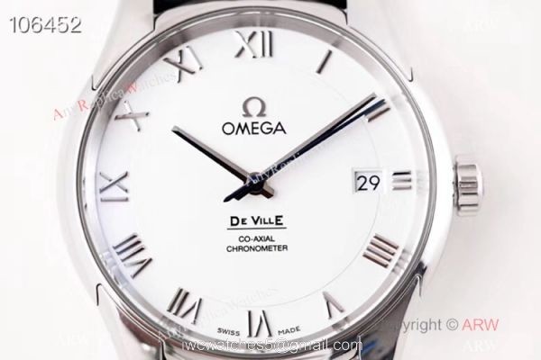 Swiss Grade 1 Omega De Ville Co Axial White Dial Leather Strap Watch VS Factory Swiss Grade 1 Omega De Ville Co Axial White Dial Leather Strap Watch VS Factory