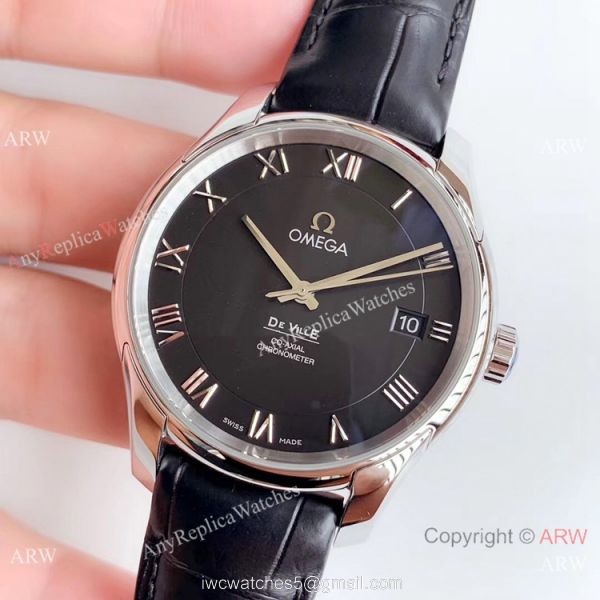 VS Factory Replica Omega De Ville Co-Axial Swiss 8500 Watch SS Black Leather Band VS Factory Replica Omega De Ville Co-Axial Swiss 8500 Watch SS Black Leather Band