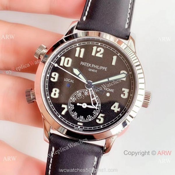 (GR ) Swiss Patek Philippe Calatrava Pilot Travel Time 5524 Replica Watch SS Black Dial (GR ) Swiss Patek Philippe Calatrava Pilot Travel Time 5524 Replica Watch SS Black Dial