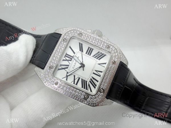 Cartier Santos Diamond Replica Watch Stainless Steel QUARTZ 39mm Cartier Santos Diamond Replica Watch Stainless Steel QUARTZ 39mm